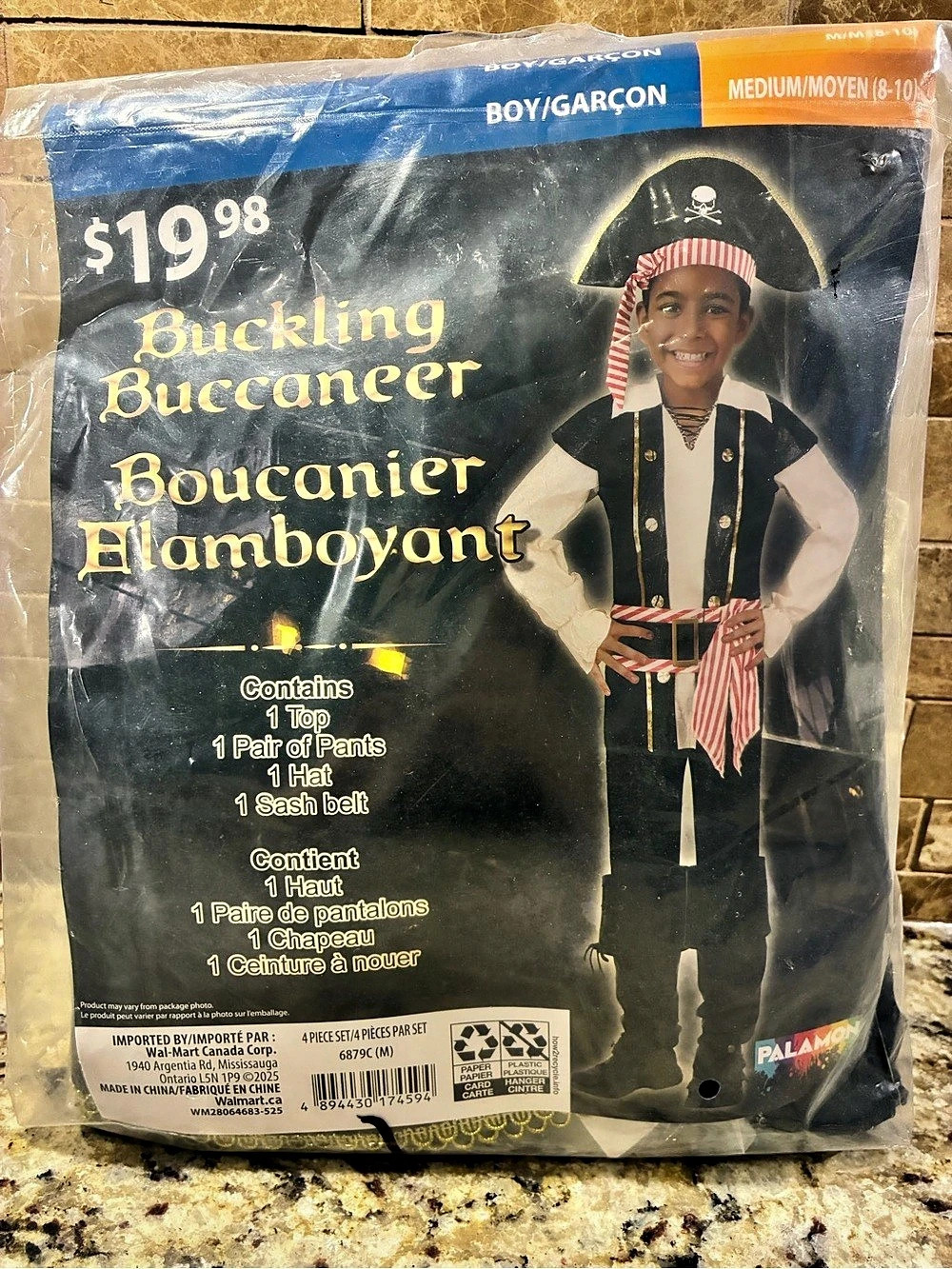 Palamon Buckling Buccaneer Boy's Costume Pirate Costume Boys Medium